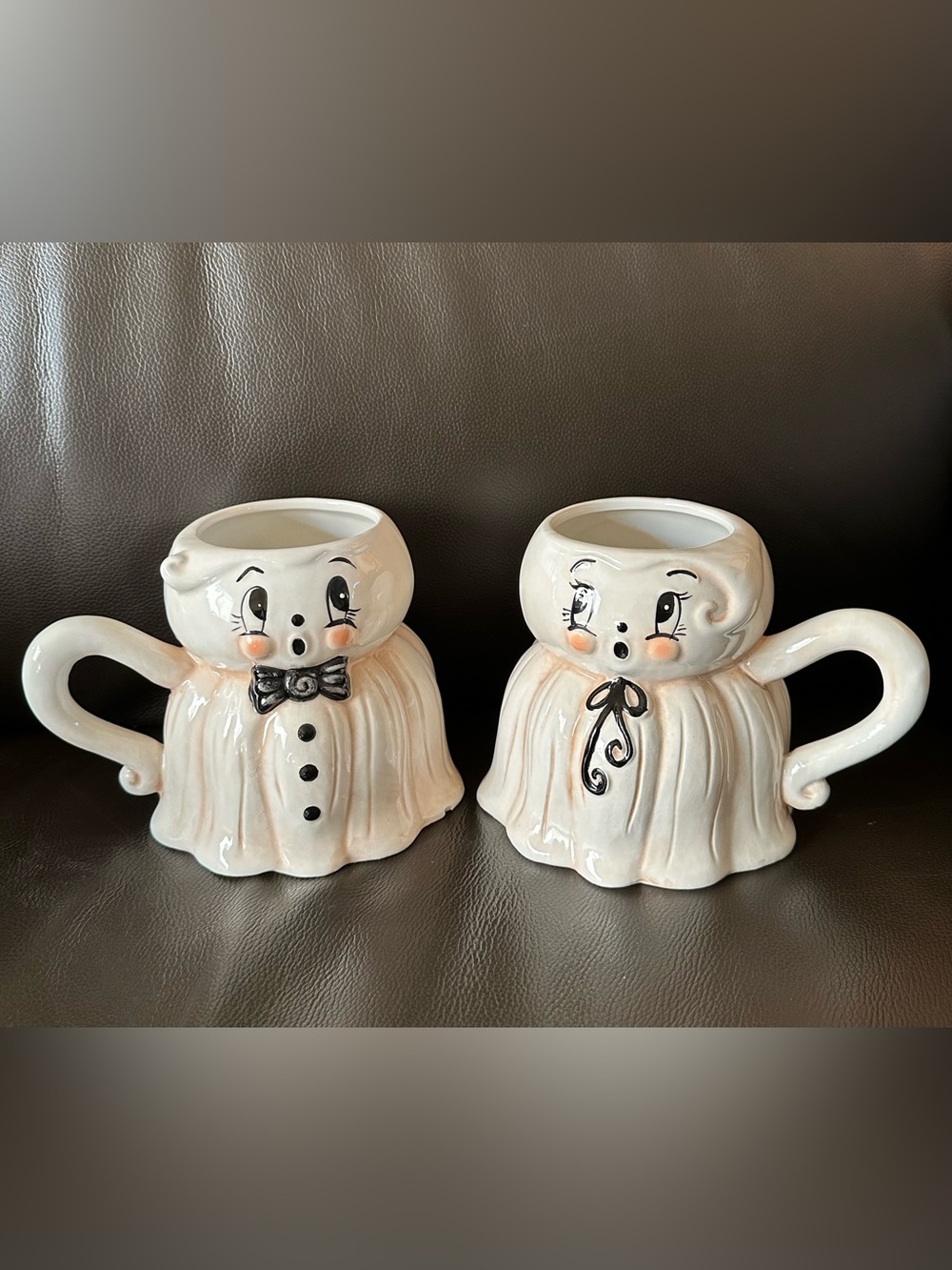 Johanna Parker Mr & Mrs Kooky Spooky Ghost Mugs Vintage Style Set of 2 New!